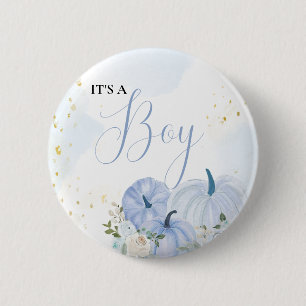 Fall Blue Pumpkin Blommigt Boy Baby-dusch Knapp
