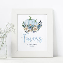 Fall Blue Pumpkin Blommigt Boy Shower-favoriter