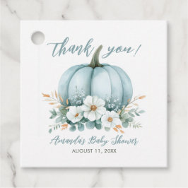 Fall Blue Pumpkin Blommigt Eucalyptus Baby Shower Gåvor Etiketter
