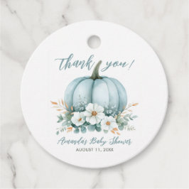 Fall Blue Pumpkin Blommigt Eucalyptus Baby Shower Gåvor Etiketter