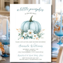 Fall Blue Pumpkin Blommigt Eucalyptus Baby Shower
