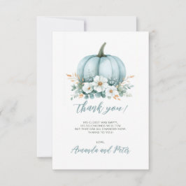 Fall Blue Pumpkin Blommigt Eucalyptus Baby Shower Tack Kort
