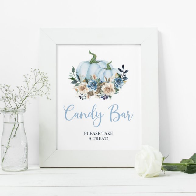 Fall Blue Pumpkin Boy Shower Candy Pub Poster (Skapare uppladdad)