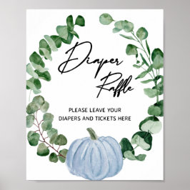Fall Blue Pumpkin Boy Shower Raffle Poster