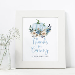 Fall Blue Pumpkin Boy Shower Tack för att du kom Poster