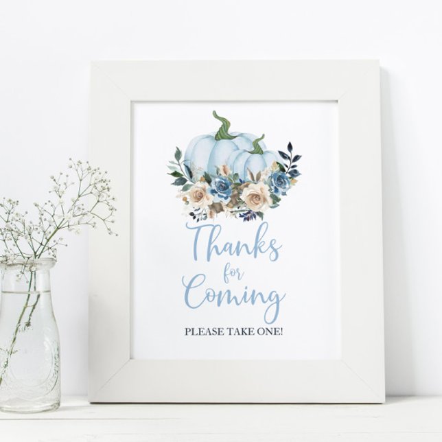 Fall Blue Pumpkin Boy Shower Tack för att du kom Poster (Skapare uppladdad)