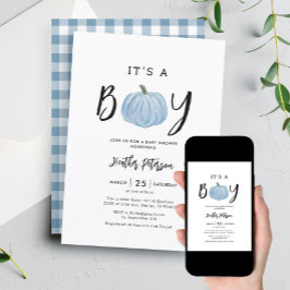 Fall Blue Pumpkin Det är en pojkvän-babyskor Inbjudningar