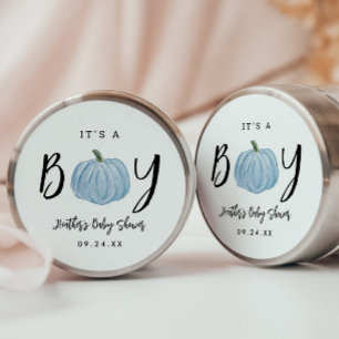 Fall Blue Pumpkin Det är en pojkvän-babyskor Runt Klistermärke