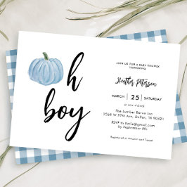 Fall Blue Pumpkin Oh Boy Baby Shower-inbjudan Inbjudningar