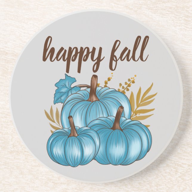 Fall Blue Pumpkins Grått Classic Underlägg (Framsidan)