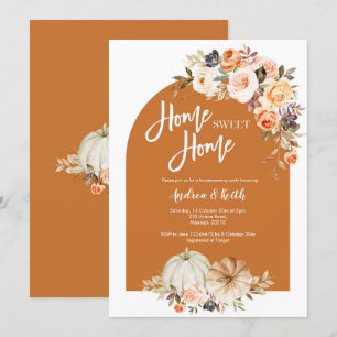 Fall Boho Arch pumkin Homeuppvärmning party Inbjudningar