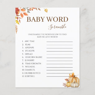 Fall Boho Baby Shower Ord Scramble Game