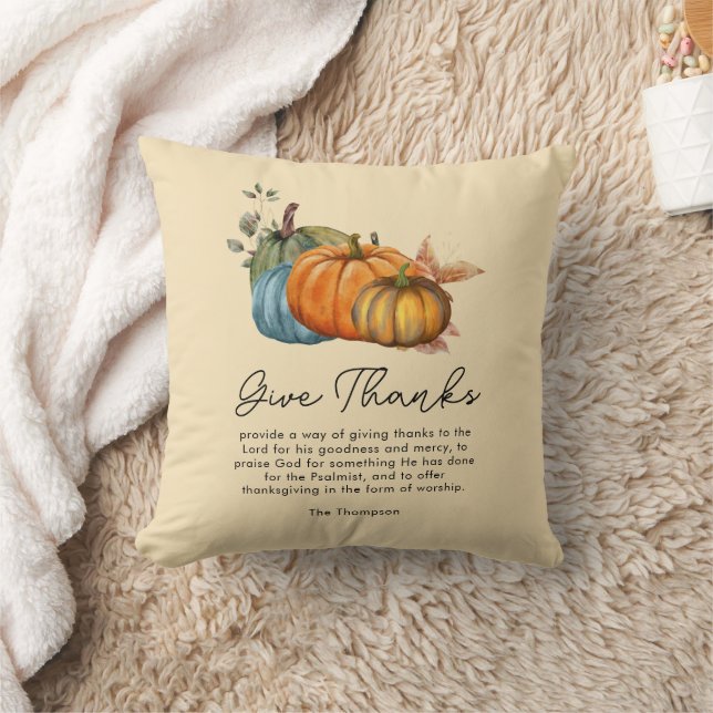 Fall Boho Beige Autumn Pumpkin Thanksgiving Kudde (Filt)
