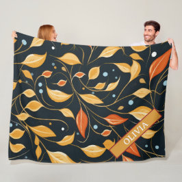 Fall Boho Blommigt Löv Anpassad design Fleecefilt
