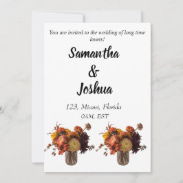 Fall Boho bohemian Rustic-paret bröllop Inbjudningar