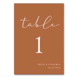 Fall Boho Burnt Orange Bröllop Bordsnummer