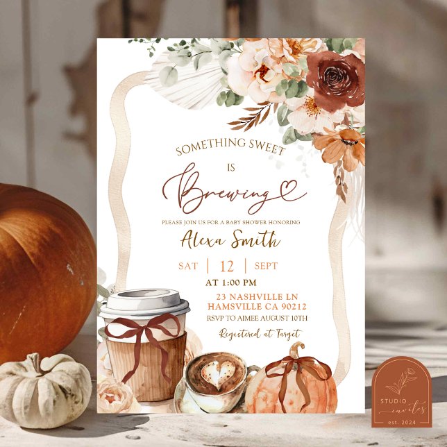 Fall Boho Coquette Pumpkin Coffee Baby Shower Inbjudningar (Skapare uppladdad)