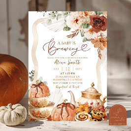 Fall Boho Coquette Pumpkin Tea Party Baby Shower Inbjudningar