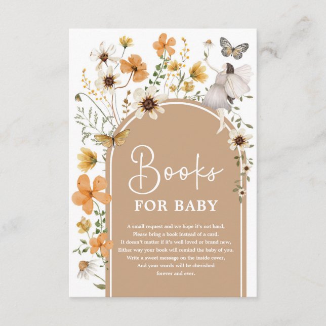 Fall Boho Fairy Wildbloms Bokar for Baby Shower Tilläggskort (Framsida)