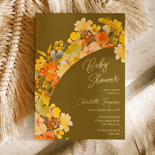 Fall boho gula blommor manusdusch inbjudningar