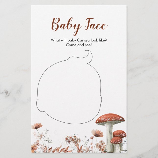 Fall Boho Mushroom Blommigt Baby Shower Baby Ansik (Framsida)