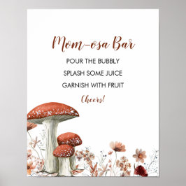 Fall Boho Mushroom Blommigt Baby Shower Mamma-osa Poster