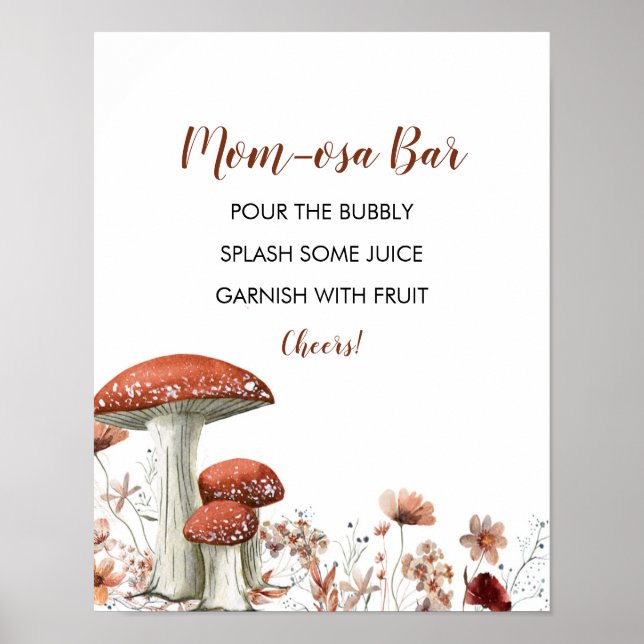 Fall Boho Mushroom Blommigt Baby Shower Mamma-osa  Poster (Framsidan)