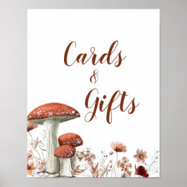 Fall Boho Mushroom Blommigt Cards & Gifts Poster