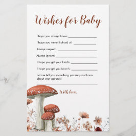 Fall Boho Mushroom Blommigt Önskemål för Baby Card