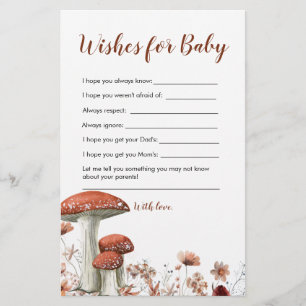 Fall Boho Mushroom Blommigt Önskemål för Baby Card