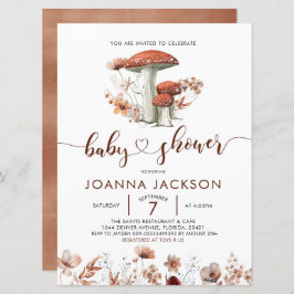 Fall Boho Mushroom Fungi Baby Shower-inbjudan Inbjudningar