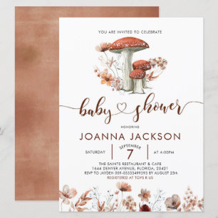 Fall Boho Mushroom Fungi Baby Shower-inbjudan Inbjudningar