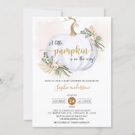 Fall Boho Pampas Grass Little Pumpkin Baby Shower Inbjudningar