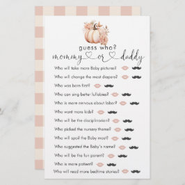 Fall Boho Pumpkin Baby Shower "Gissa vem" Game