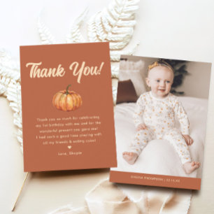 Fall Boho Pumpkin Photo First Birthday Tack Kort