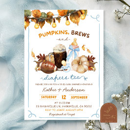 Fall Boho Pumpkins Blue Boy Shower Inbjudningar
