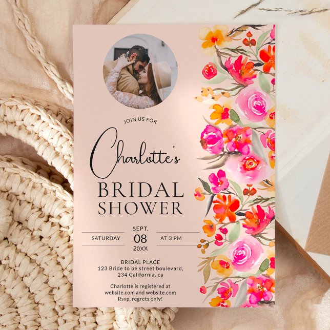 Fall boho red orange blommigt fotomöhippa inbjudningar (Skapare uppladdad)