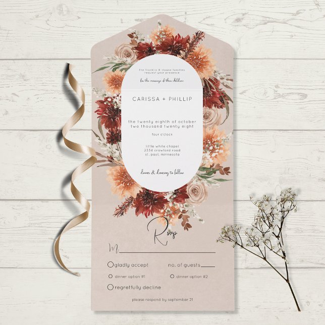 Fall Boho Rust & Peach Blommigt Oval Beige Middag (Skapare uppladdad)