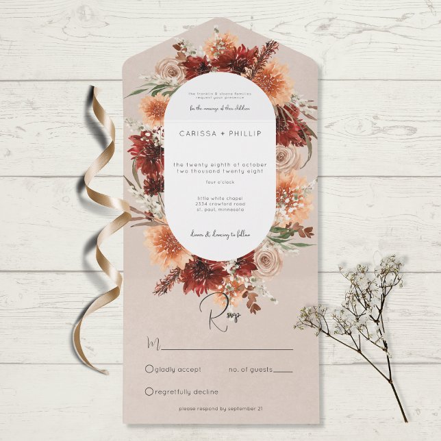 Fall Boho Rust Peach Blommigt Oval Beige No Middag (Skapare uppladdad)