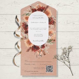 Fall Boho Rust & Peach Blommigt Oval QR-kod