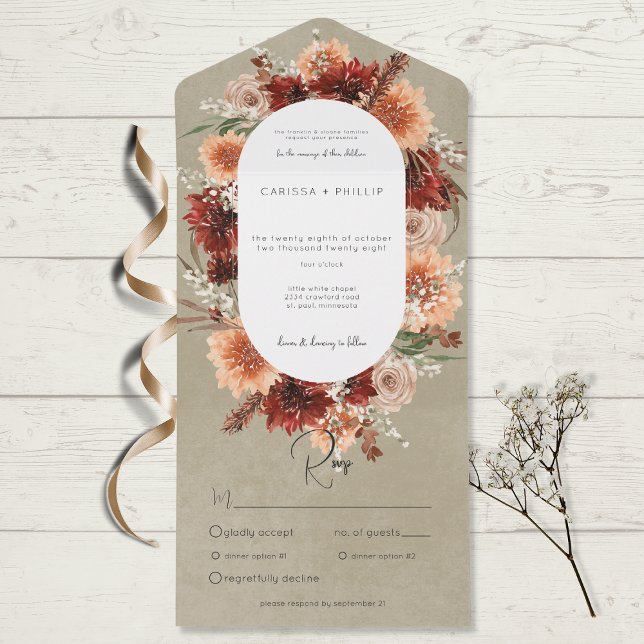 Fall Boho Rust & Peach Blommigt Oval Sage Middag (Skapare uppladdad)