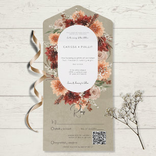 Fall Boho Rust & Peach Blommigt Oval Sage QR-kod