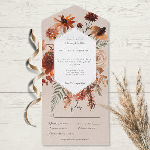 Fall Boho Rust & Peach Blommigt Ram Beige Middag