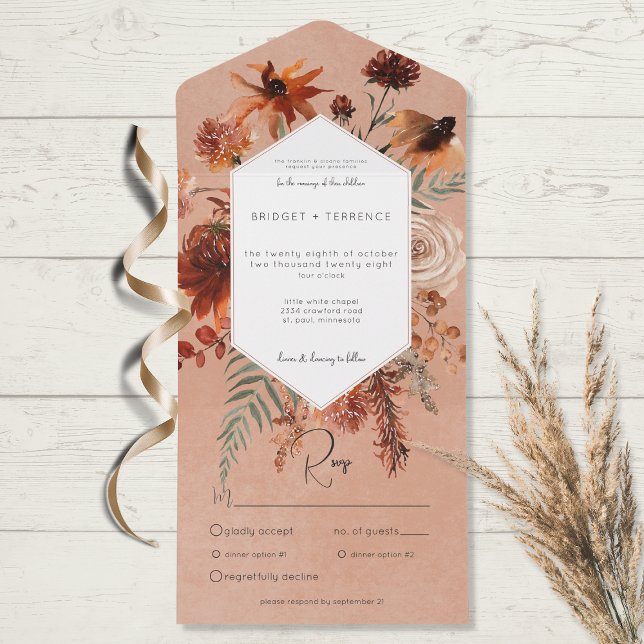 Fall Boho Rust & Peach Blommigt Ram Middag (Skapare uppladdad)