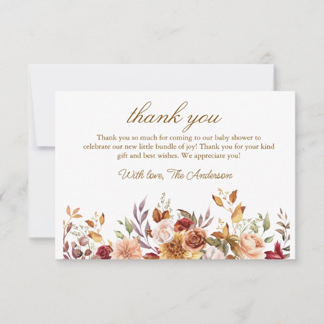 Fall boho Rustic Baby Shower Tack Kort (Framsida)