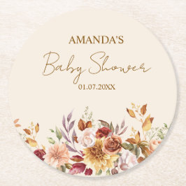 Fall boho Rustic Baby Shower Underlägg Papper Rund