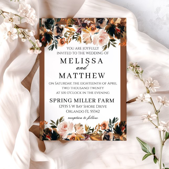 Fall Boho Terracotta bröllopsinbjudan Inbjudningar (Skapare uppladdad)