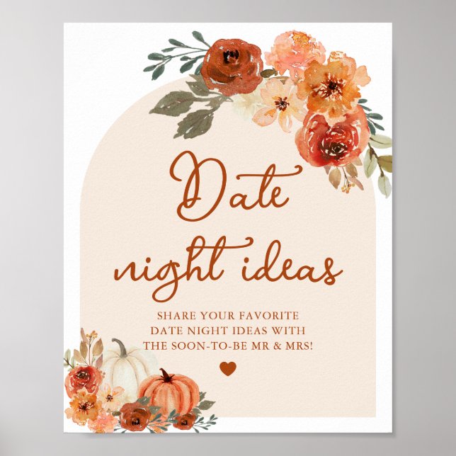 Fall Boho Terracotta Pumpkin Datum Night Ideas Sig Poster (Framsidan)