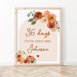 Fall Boho Terracotta Pumpkin Days tills hon är Mrs Poster