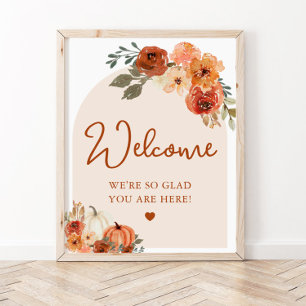 Fall Boho Terracotta Pumpkin Möhippa Välkomstecken Poster